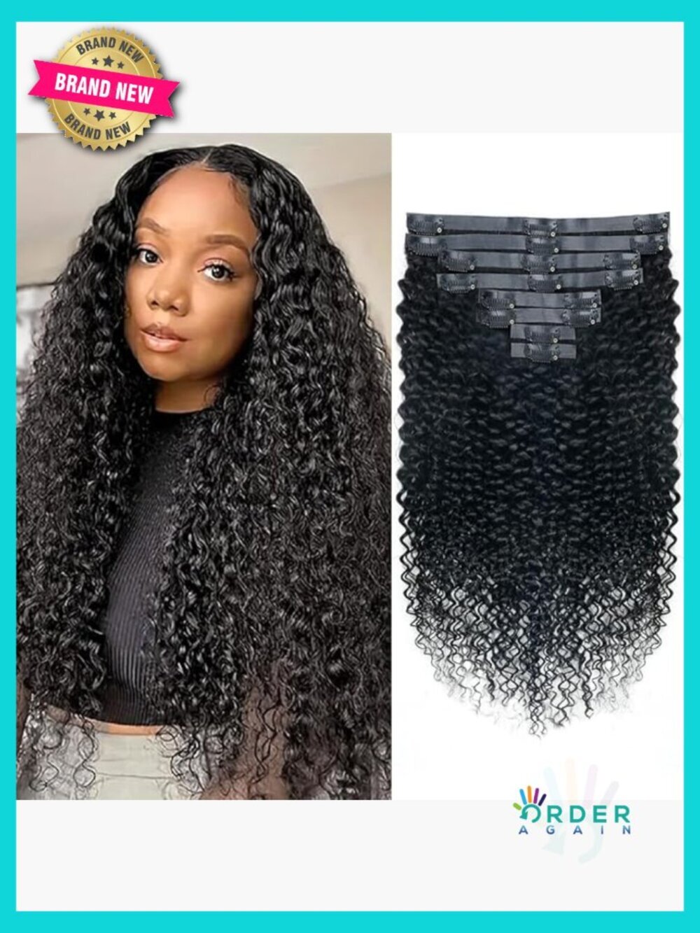 Seamless Curly Clip In Hair Extensions 8Pcs 120g Remy Human Hair Full Head 24